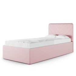 STITCH JODEŁKA BOX TEXTI łóżko dziecięce z pojemną tapicerowaną skrzynią w skandynawskim stylu