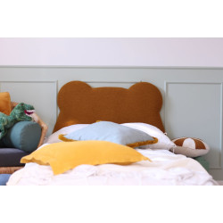 MIŚ BOX TEXTI łóżko dziecięce z pojemną tapicerowaną skrzynią w skandynawskim stylu