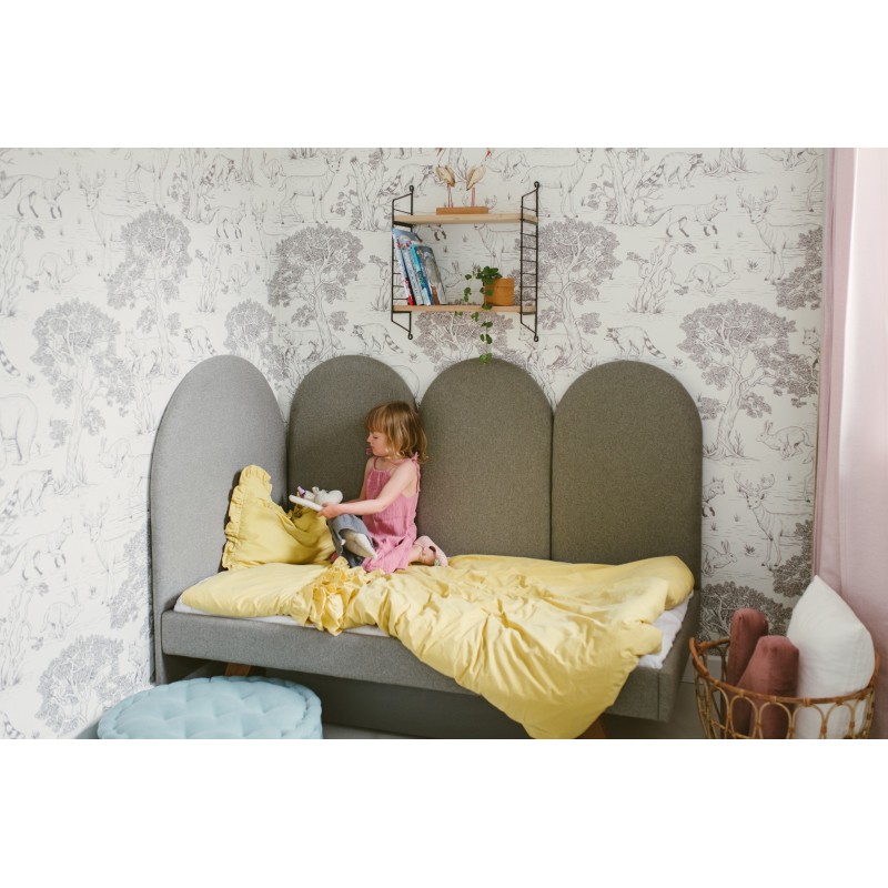 PILLE półokrągły, tapicerowany panel ścienny do łóżeczka dziecięcego