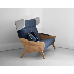 LIU 3-osobowa sofa uszak z litego drewna, polski design