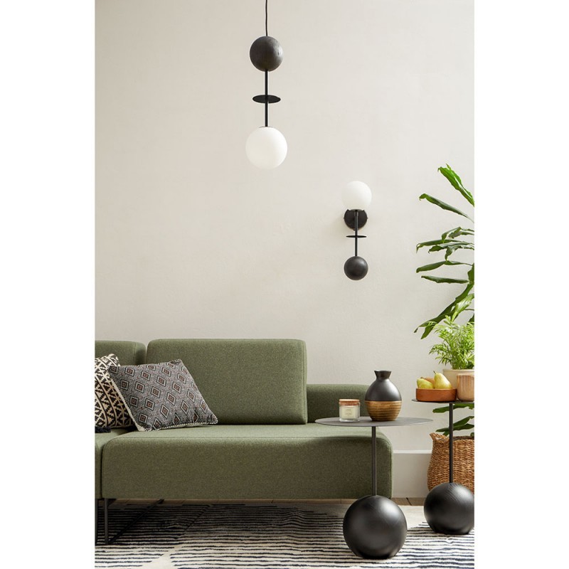 OIO A sufitowa lampa wisząca z ozdobną drewnianą kulą, styl loftowy