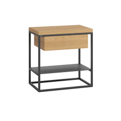 MOONLIGHT minimalistyczny stolik nocny z półką, styl industrialny