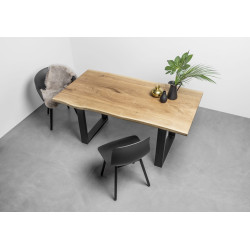 PABLO stół z drewnianym blatem w stylu loftowym