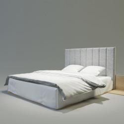 KREON nowoczesne łóżko drewniane z tapicerowanym wezgłowiem