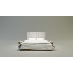 UNIKO nowoczesne łóżko drewniane z tapicerowanym zagłówkiem