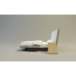VUELO nowoczesne łóżko drewniane z tapicerowanym zagłówkiem