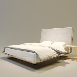 VUELO nowoczesne łóżko drewniane z tapicerowanym zagłówkiem