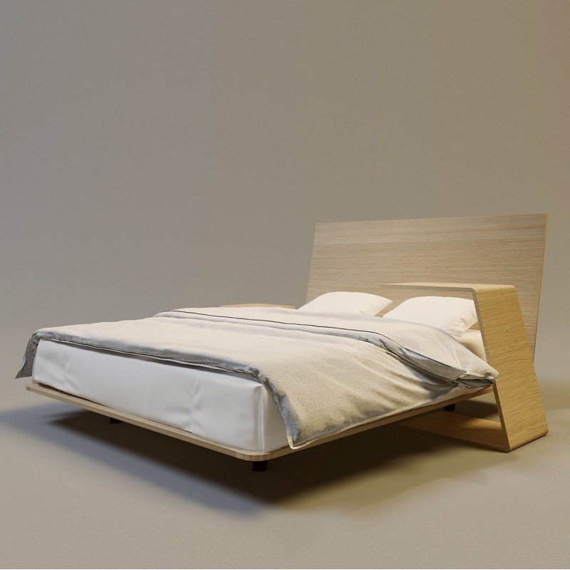 VUELO 2 nowoczesne łóżko drewniane z wezgłowiem z litego drewna