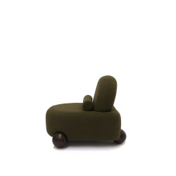 OBJECT076 designerski fotel na dębowych kulach obity tkaniną Boucle