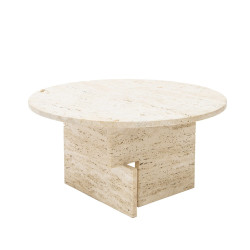 OBJECT068 okrągły kamienny stolik kawowy z trawertynu