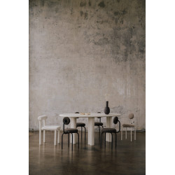 OBJECT081 stół z drewnianym blatem na stalowych nogach w kolorze ecru