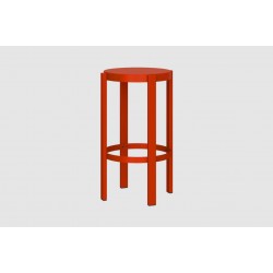 DOON niski stołek barowy 65 cm okrągły stalowy w stylu minimalistycznym