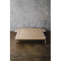 PUFF łóżko z litego drewna dębowego, polski design