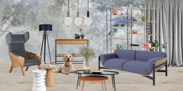 Minimalistyczny stolik, regał, fotel i sofa – pomysł na udaną aranżację loftowego salonu